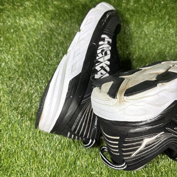 Hoka One One Bondi 7 Black Running Shoes Sneakers 10.5 Women 1110519 BWHT - Picture 11 of 14